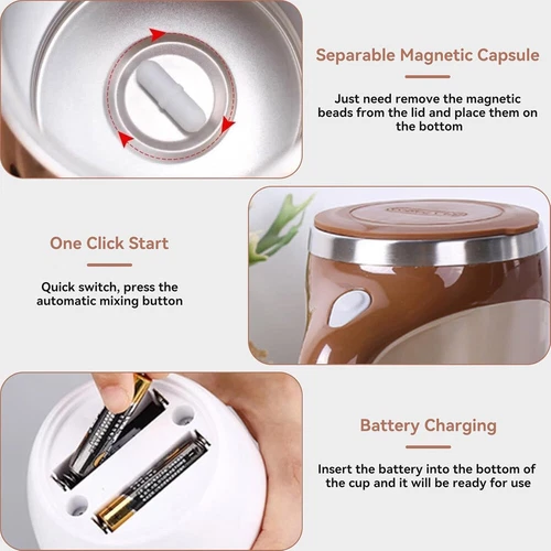 Automatic Self Mixing Magnetic Coffee Cup Stainless Steel Milk Self Stirring Mug - Picture 4 of 20