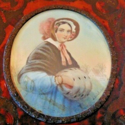 ANTIQUE (1800-1876) MINIATURE PANTING ON PORCELAIN SIGNED KRICHUBER