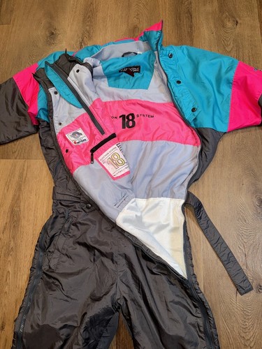 Vtg Nevica Ski Suit One Piece Snowsuit Snow Bib Apres Full Zip 1980s Womens 10 - Picture 11 of 24