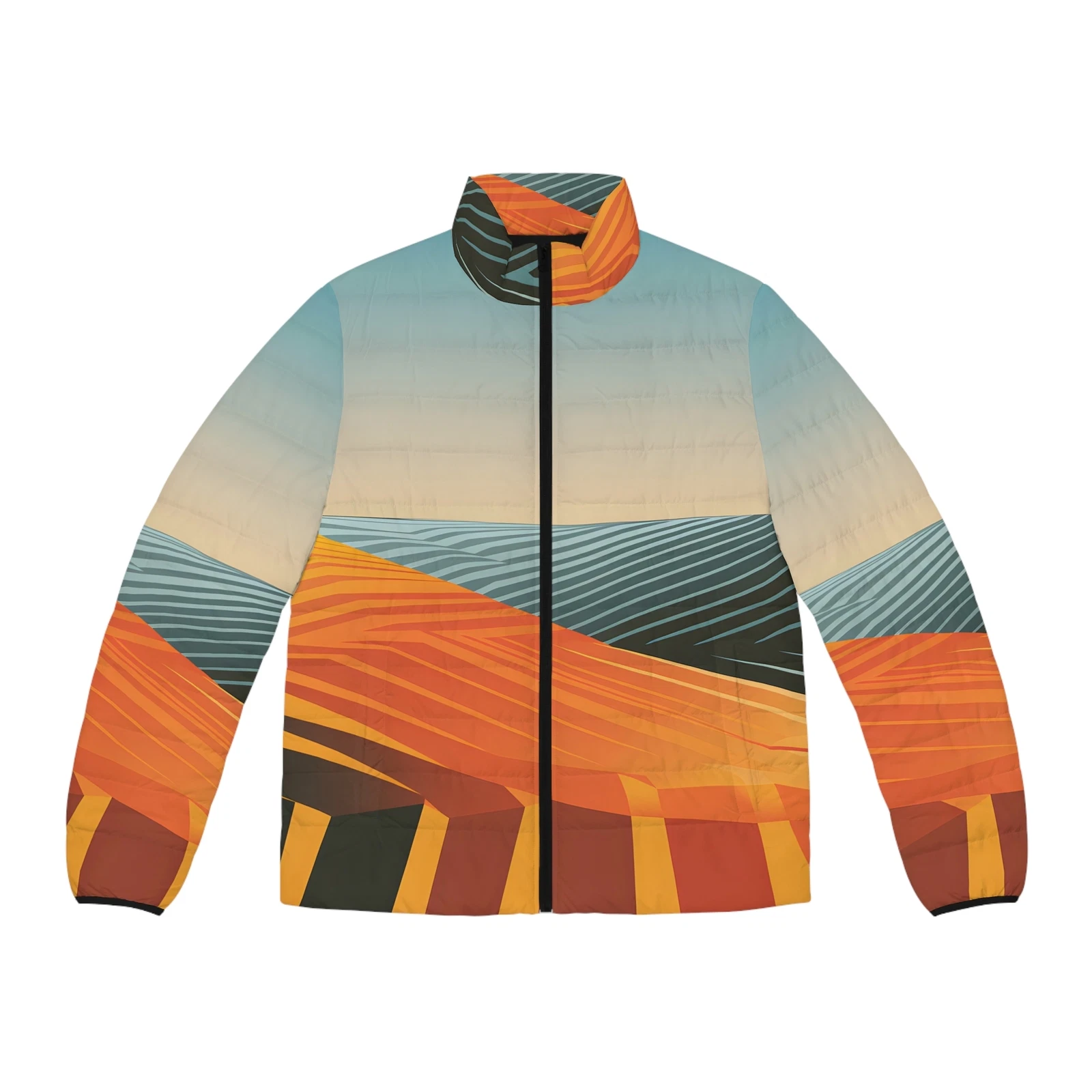 Stylish Puffer Jacket Outdoor Wear Linear Horizon All-Over Print Winter Warm
Opens in a new window o