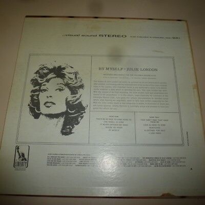 JAZZ 33 RPM LP RECORD - JULIE LONDON BY MYSELF - STEREO LIBERTY