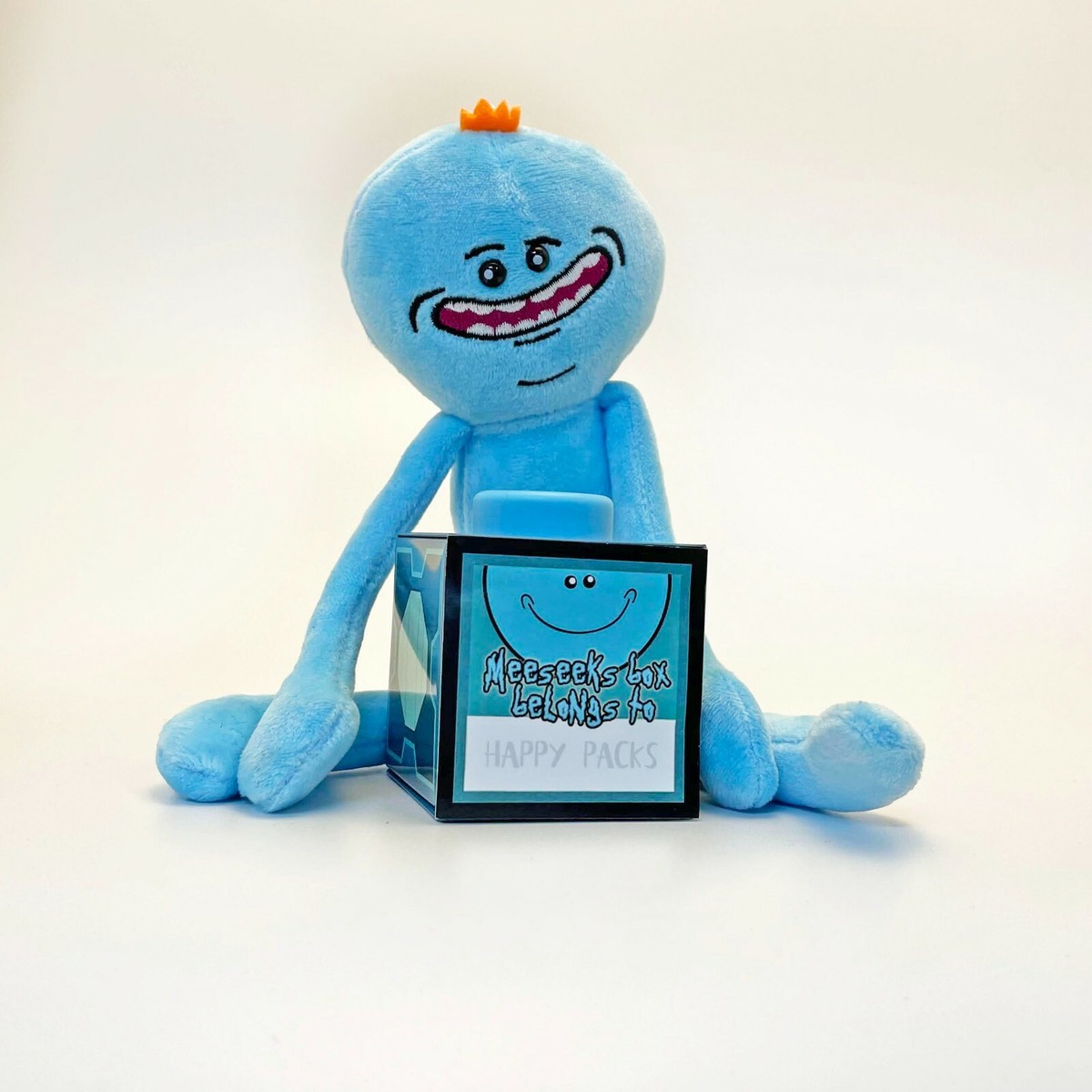 Peluche heureuse et boite en etain Rick and Morty Mr. Meeseeks de bonbons aux fr
