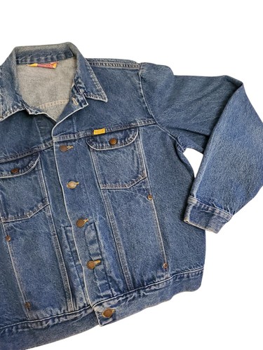 Vintage Rustler Men's L Large Denim Trucker Jean Jacket SOFT Distressed - Picture 3 of 6