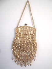 RARE 1960's Walborg gold chain evening handbag, dangling chain  balls, Mint