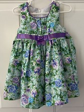 Jessica Ann Summer sleeveless dress girls size 18 Mo purple, green, white BB1