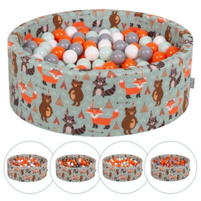 KiddyMoon New Soft Baby Ball Pit Foam Pool 90x30 with 200/300 Balls, Fox  UK