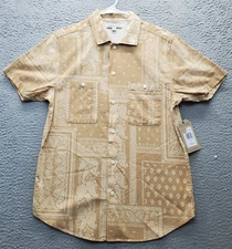 Frye And Co. Shirt Mens Small Multi Paisley 100% Cotton Short Sleeve Button Down