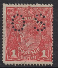 AUSTRALIA 1914-21 1d CARMINE-RED KGV STAMP MLH PERF. 