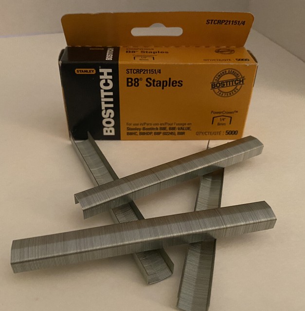 Bostich B8 Staples, 1/4 Inch, 6mm, Qty 5000, Power Crown, STCRP21151/4