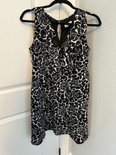 Ann Taylor Loft Women's Black / white Floral Print Sleeveless Dress Size 6