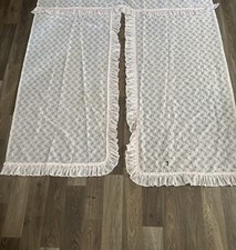 Pink Shower Curtain Reinforced Head Lace Ruffle Trim.READ
