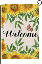 Spring Summer Floral Garden Flag 12X18 Inch Vertical Double Sided Welcome Sunflo