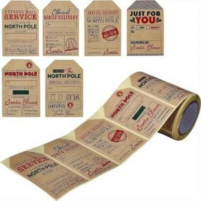 Christmas Self Adhesive Gift Labels Tags Traditional Assorted Stickers Wrap