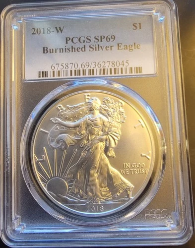 2018 (W) American Eagle PCGS SP-69 Burnished Art Bullion -0.999 Silver 1 Oz Coin