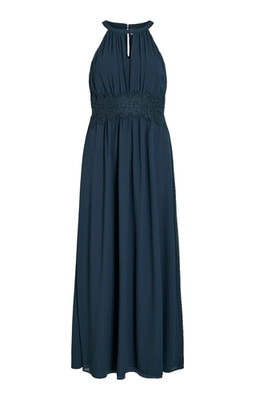 Vila Abendkleid Maxikleid 34 /  XS dunkelblau Maxi Kleid elegant Chiffon #945