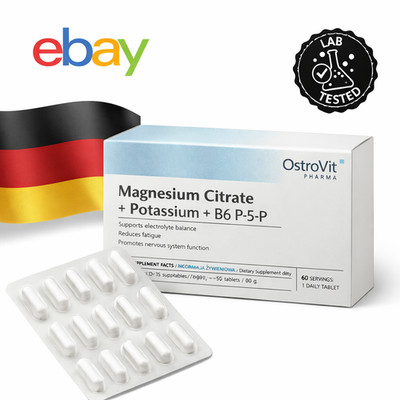 OstroVit Pharma Magnesiumcitrat Kalium Vitamin B6 P5P 60 Kapseln EU Elektrolyten