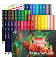 80 Colored Pencils, Soft Core Color Pencil Set for Adult Coloring Books Artist.