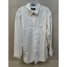 Stafford Mens Micro Pinpoint Oxford Dress Shirt Cream Long Sleeve 17 34-35