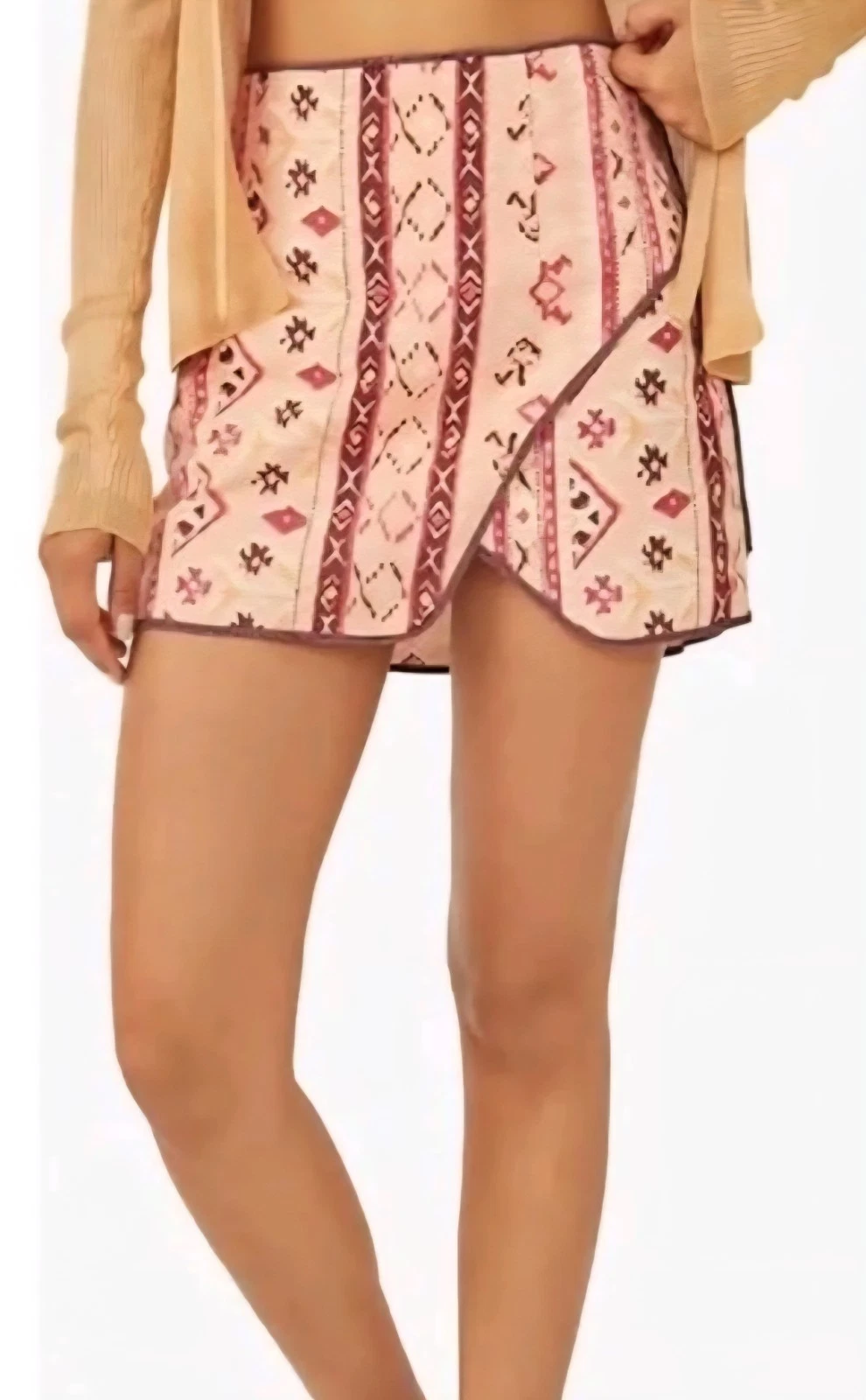 Free People Aztec Print Side Tie Wrap Skirt NWOT Size 2