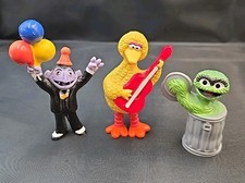 Vintage Sesame Street PVC Figure Lot Of 3 Count, Big Bird, Oscar The Grouch