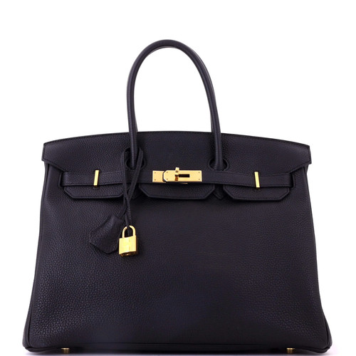 Hermes Birkin Handbag Black Togo with Gold Hardware 35