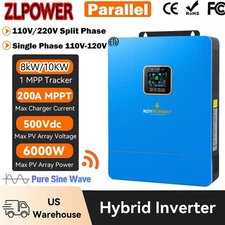 10000W 48V Solar Hybrid Inverter PV 500V Split Phase 120V 240V 200A Controller
