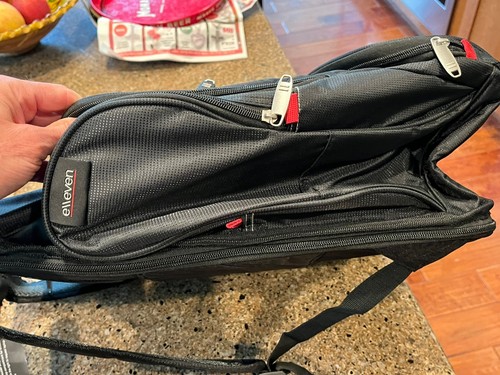 Schwarzer ELLEVEN™ "TSA Check Point Friendly" Computer College Rucksack mit Reißverschluss NEU - Bild 8 von 15