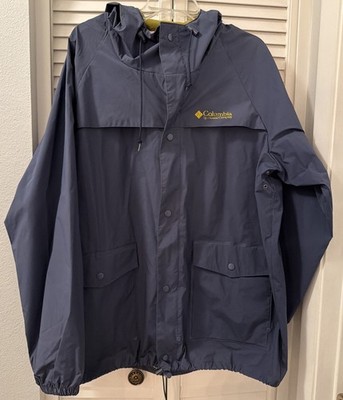Columbia Men s Size M Navy Blue Full Zip & Button Up Hooded Rain Jacket