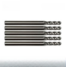 5 Pack 1/32" Solid Carbide End Mills 4 Flute Ball Nose Center Cutting CNC