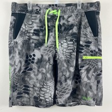 Huk Kryptek Raid Camo Fishing Board Shorts Mens XL Quick Dry Swim Trunks Gray