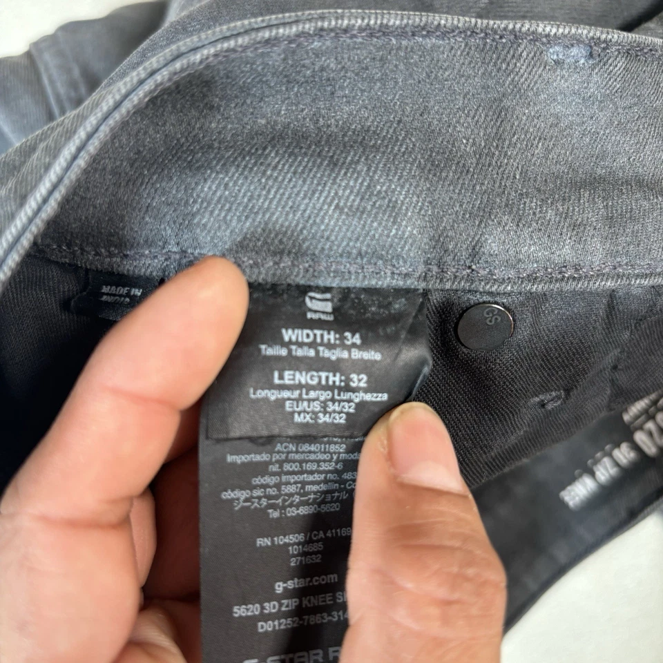 G-Star Raw 5620 3D Zip Knee Skinny Jeans Mens 34/32 Gray Denim Mid Rise Hipster - Image 3 of 4