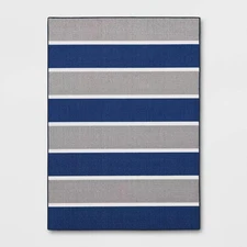 4'x5'6" Rugby Striped Accent Rug Gray/Blue - Room Essentials