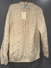 NWT KELLY KNITWEAR Cream Wool Irish Fisherman Sweater 40