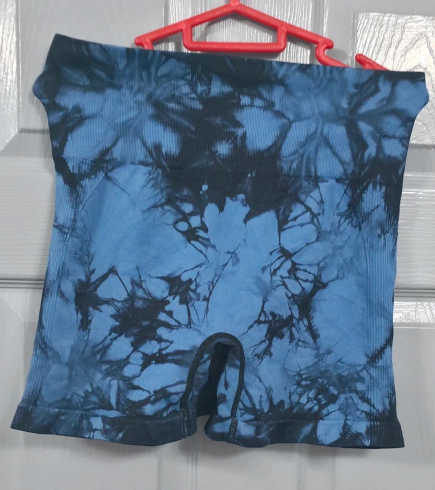 Blue Tie Dye Scrunch Bum Seamless Gym Shorts - Size s