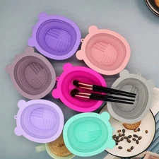Makeup Brush Cleaning Bowl, Foldable Silicone Brush Cleaner