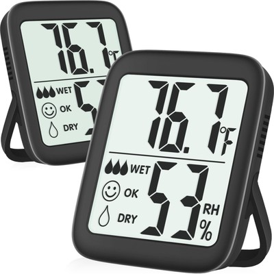 Antonki 2 Pack Room Thermometer for Home, Indoor Hygrometer Humidity Meter Ga...