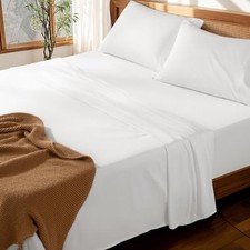 100 Cotton Sheets Set Deep Pocket 19", 1000 Thread Count Size 4 King White