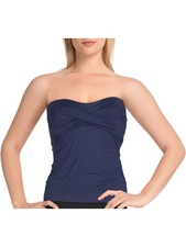 Anne Cole Womens Bandeau Twist Front Tankini Swim Top Size M Navy