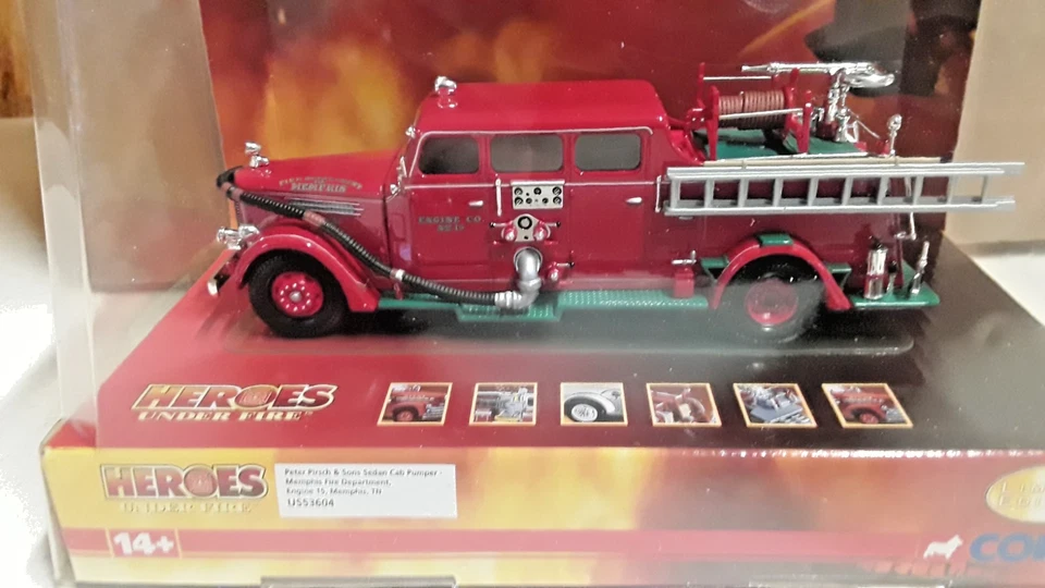 Bomba contra incendios Corgi Heroes escala 1:50 Memphis FD P Pirsch & Sons cabina sedán (BB-1 Foto 2 de 4