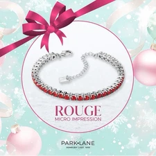 Park Lane ROUGE Red Micro CZ 4mm Impression Silver Tennis Bracelet Retail $128