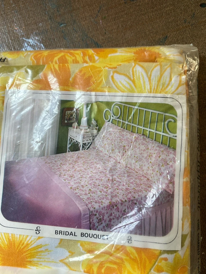 Dama Pepperell Floral Vintage Años 60 60 1 Sábana Doble Plana Flor Hippy Foto 2 de 4