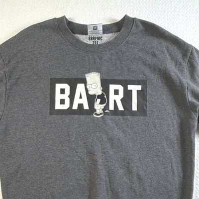 #ad The Simpsons Bart Simpson Short Sleeve Sweatshirt Mens Large Grey Graphic Tee $23.65