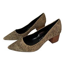 Sole Society Shoes Block Heel Point Toe Leopard Calf Hair Women’s Size 8M
