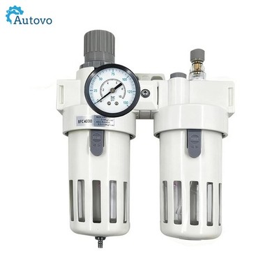1/2'' NPT Compressed Air Filter Regulator Lubricator Combo-Double,Semi-Auto Drain
