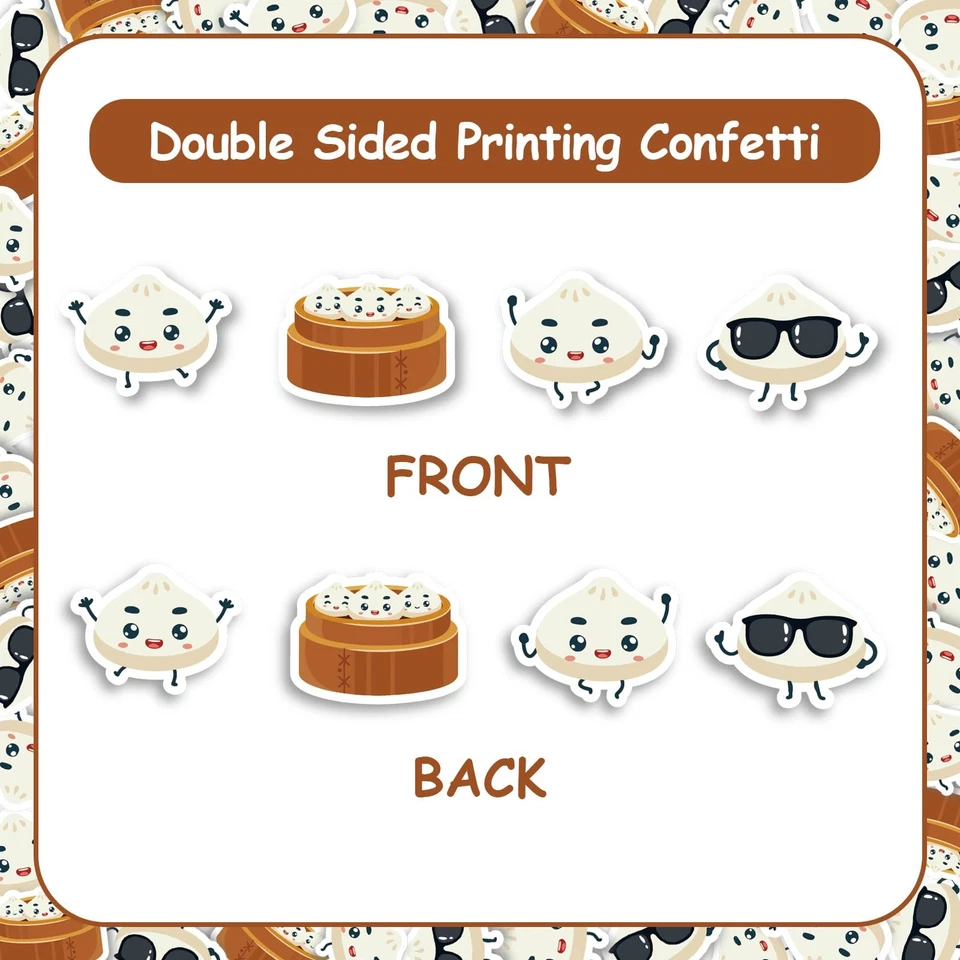 200件装小饺子五彩纸屑双面中国食品婴儿淋浴装饰 — 第 4/4 张图片