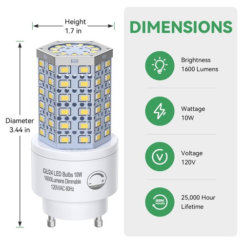 GU24 LED Light Bulb Dimmable 10W,5000K Daylight,1600 Lumens(100W Equivalent),... - Picture 2 of 7