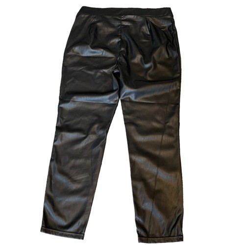 Tommy Hilfiger Pants Womens Black Vegan Leather Skinny- Ankle Pant Size: 14 - Picture 2 of 9
