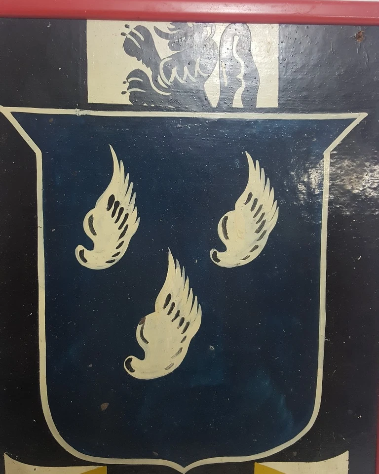 Vintage HAND PAINTED COAT OF ARMS DEANE Surname Latin Motto Heraldic Crest - Image 2 of 4