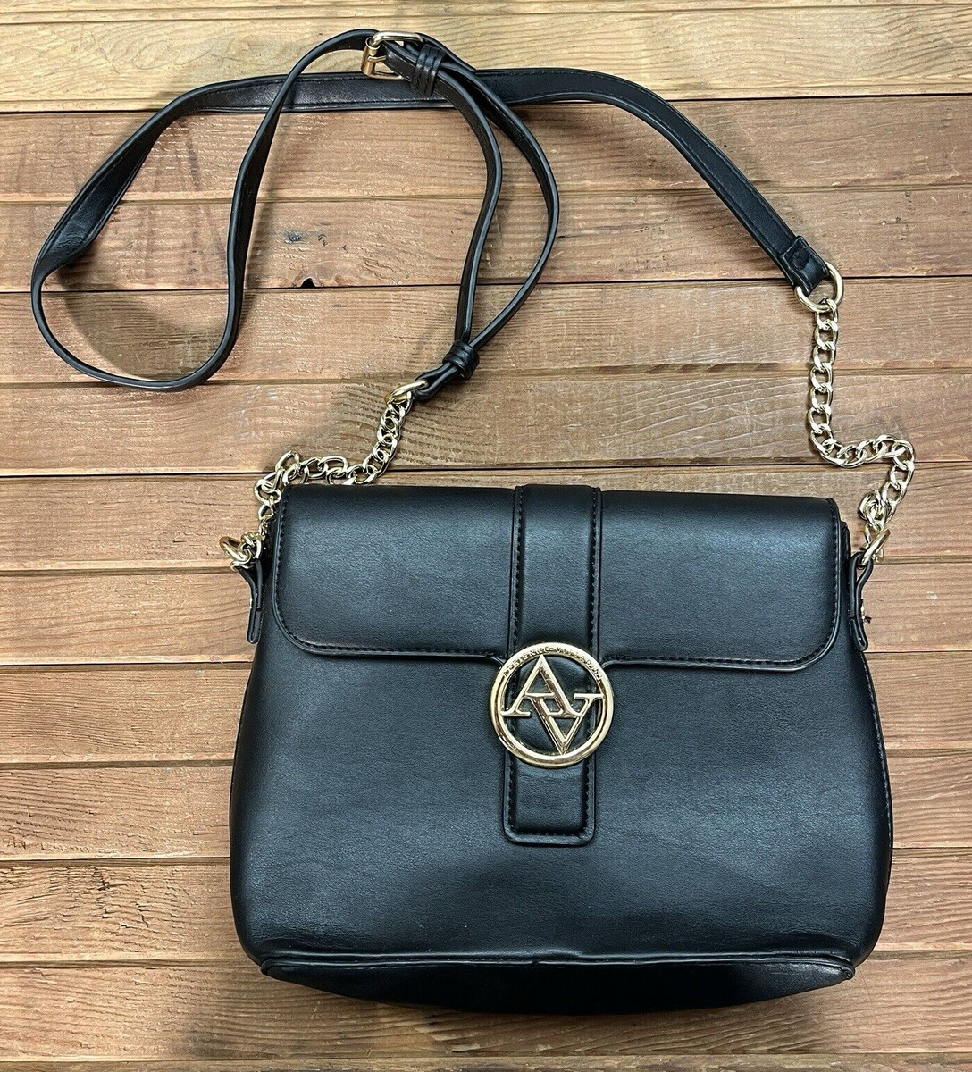 Adrienne Vittadini Bag Black Crossbody Purse Shoulder Strap