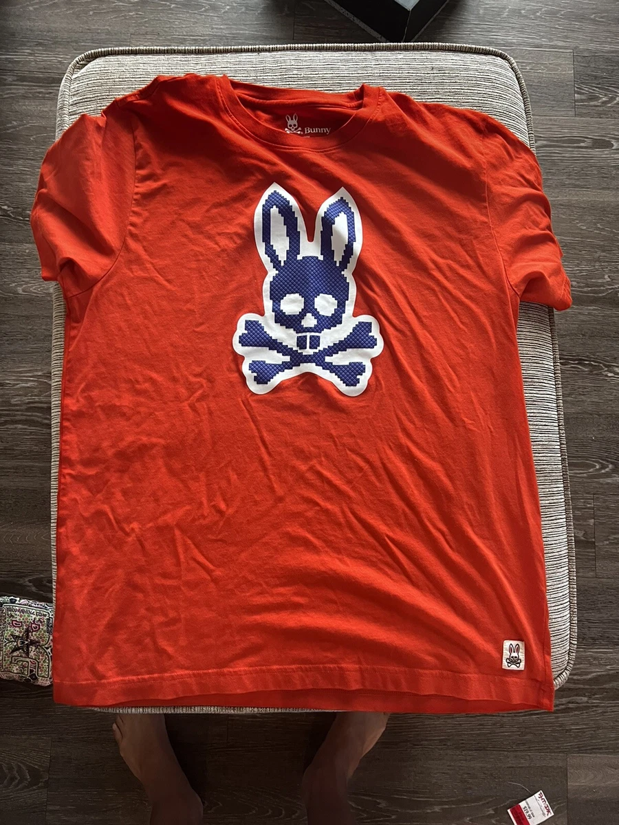 Psycho Bunny Crew Neck T-Shirt Size 6 L US In White With Blue/white Logo